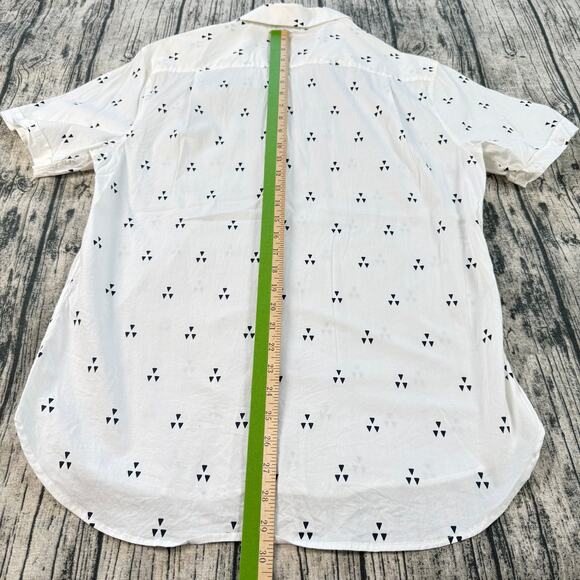7 Diamonds Shirt Mens L White Short Sleeve Button Up W Triangle Pattern - Picture 8 of 8